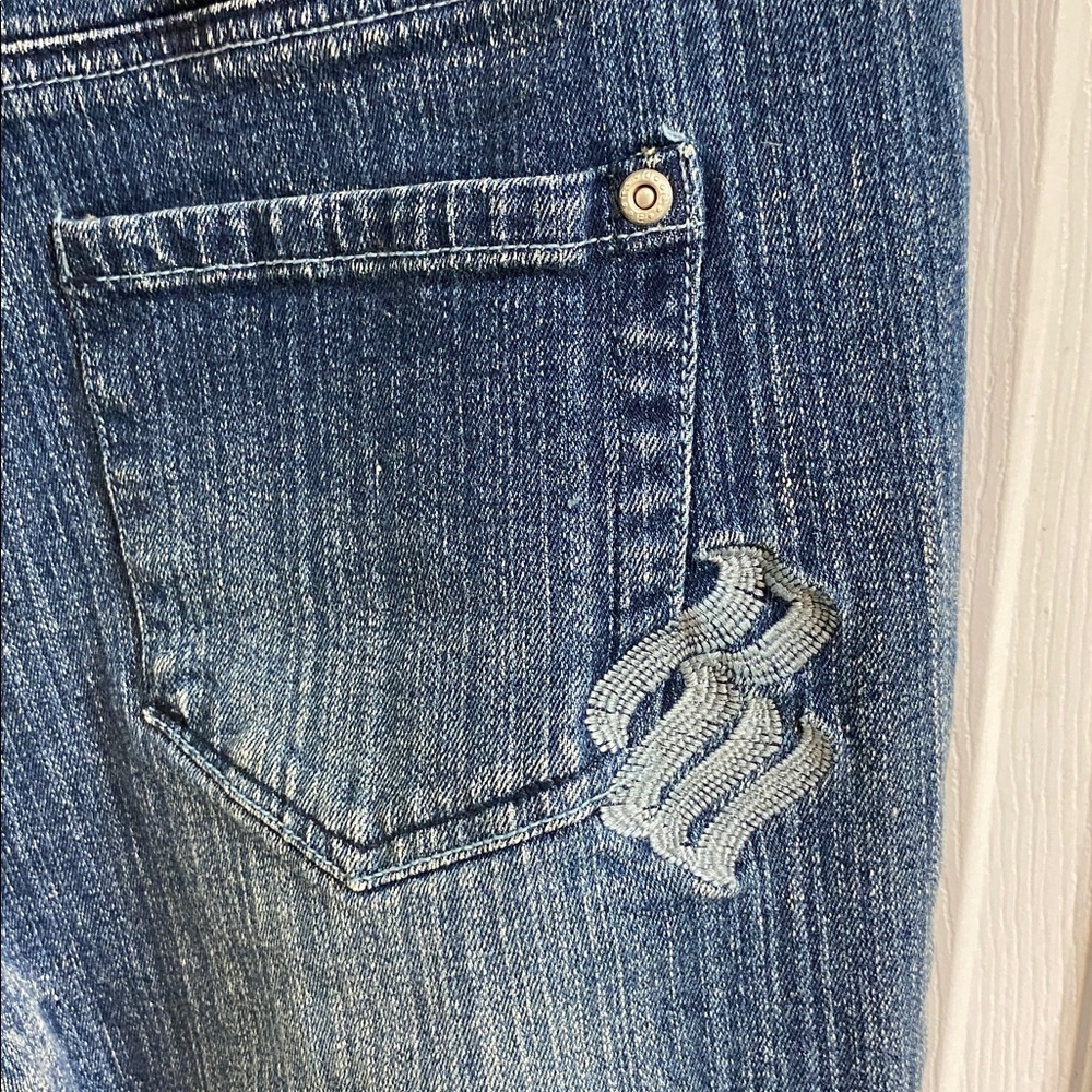 Rocawear Bootcut Flare Jeans Size 11 12 Y2k Medium Wash Beaded Logo Embellished